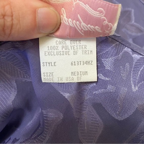 Angelique Sheer Floral Lilac Slip Dress Lace Rosette Mini Dress Size Medium - Picture 10 of 10